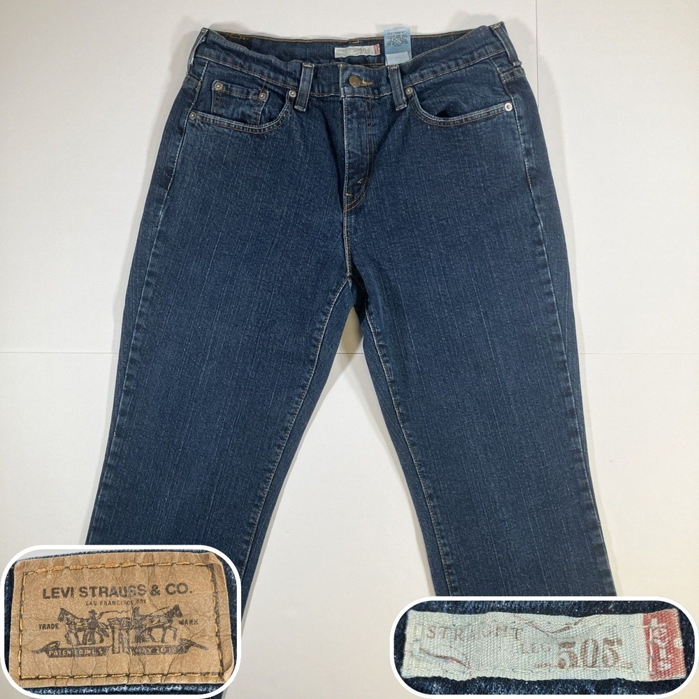 Levis 505 Jeans Womens 8M Medium‎ Wash Straight Leg Stretch Denim